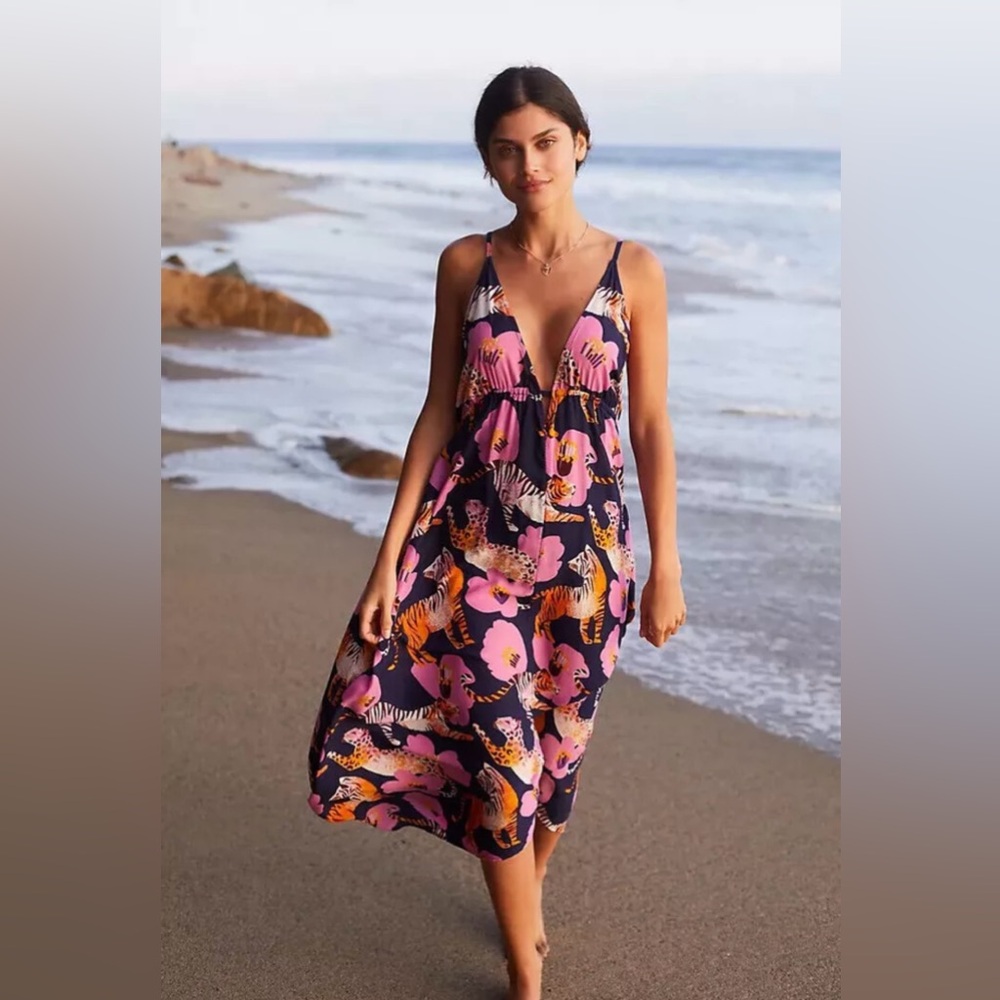 Anthropologie by Claire Colin Wildlife Midi Dress L